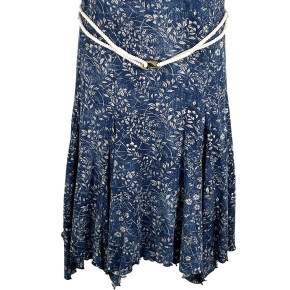 LRL Lauren Jeans Co Womens M Foliage Leaf Tank Dress Rope Belt Handkerchief Hem - Picture 9 of 16